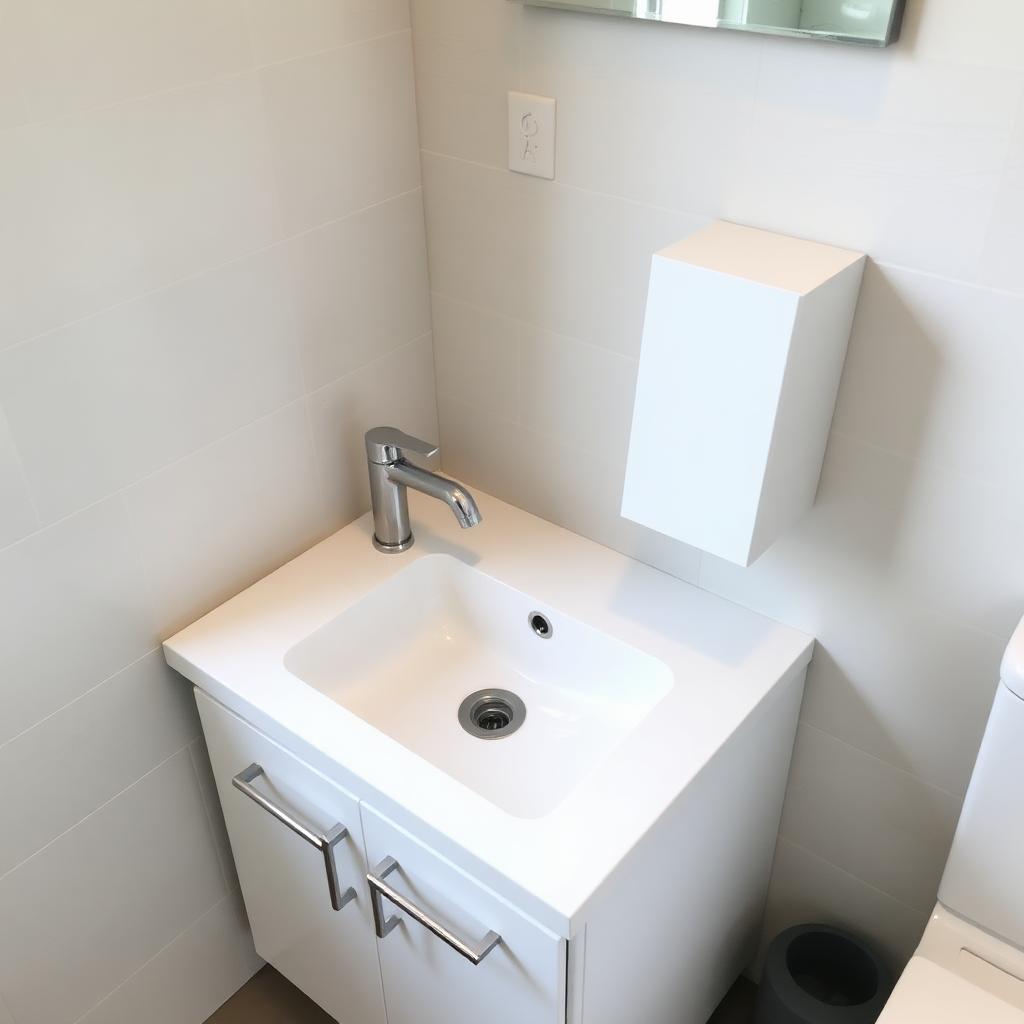 New white bathroom vanity install