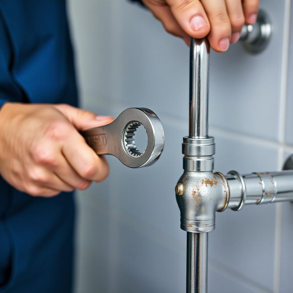 Tightening a chrome pipe fitting