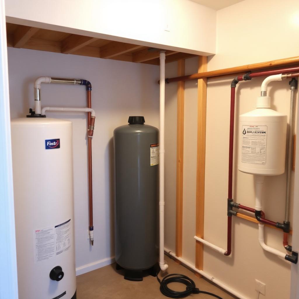 Utility room with new plumbing lines